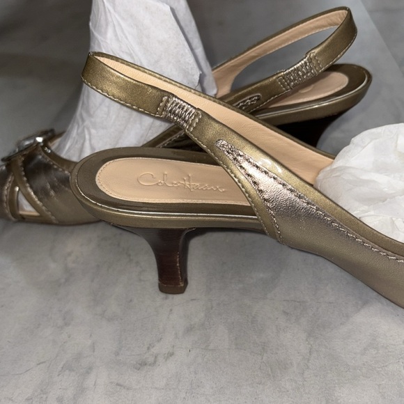Cole Haan  open to sling back shoes
Sandals heels  Gold patent/gold leather NWOT - Picture 5 of 11